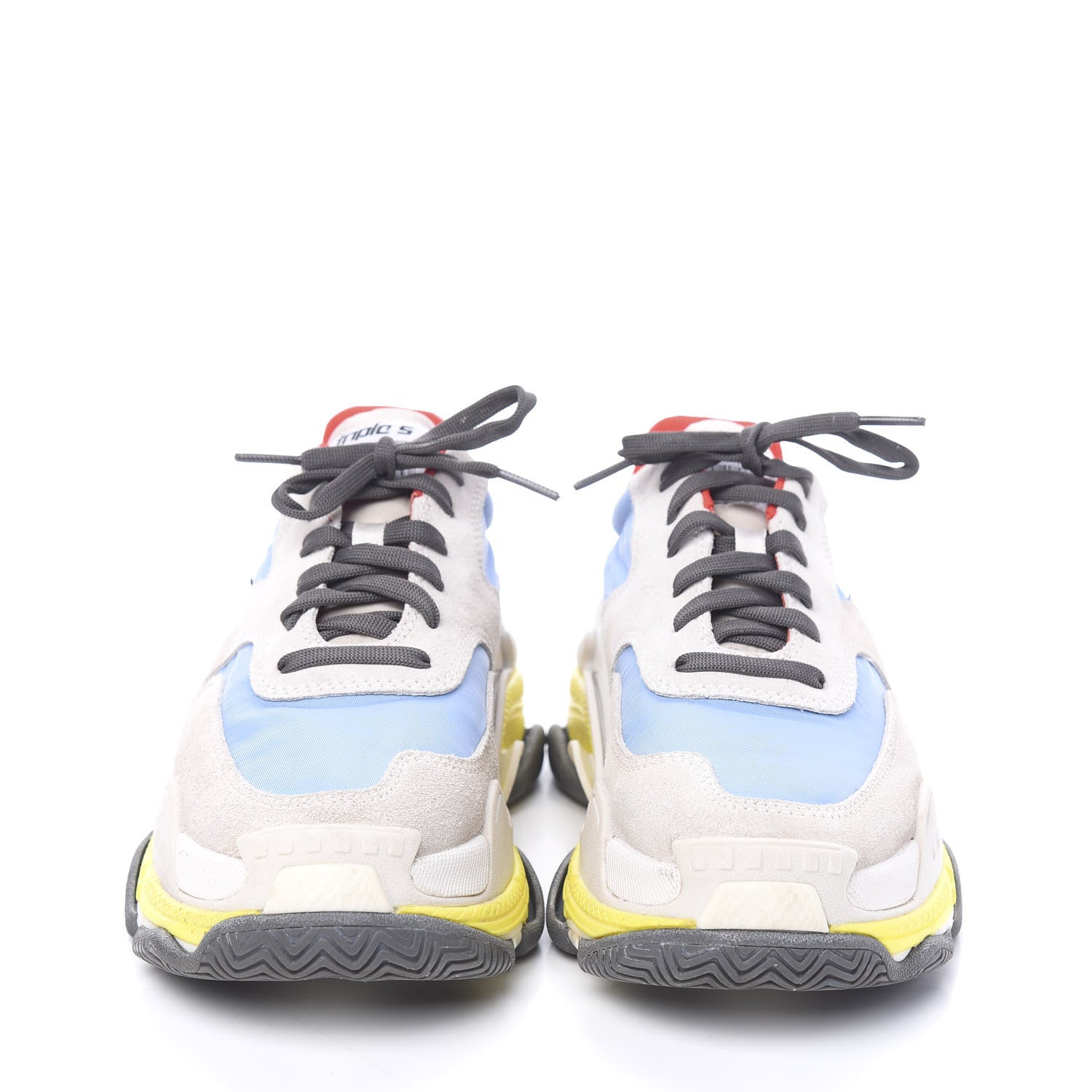 Balenciaga Nylon Suede Womens Triple S 2.0 Sneakers 37 Gris Bleu Rouge 2 of 9