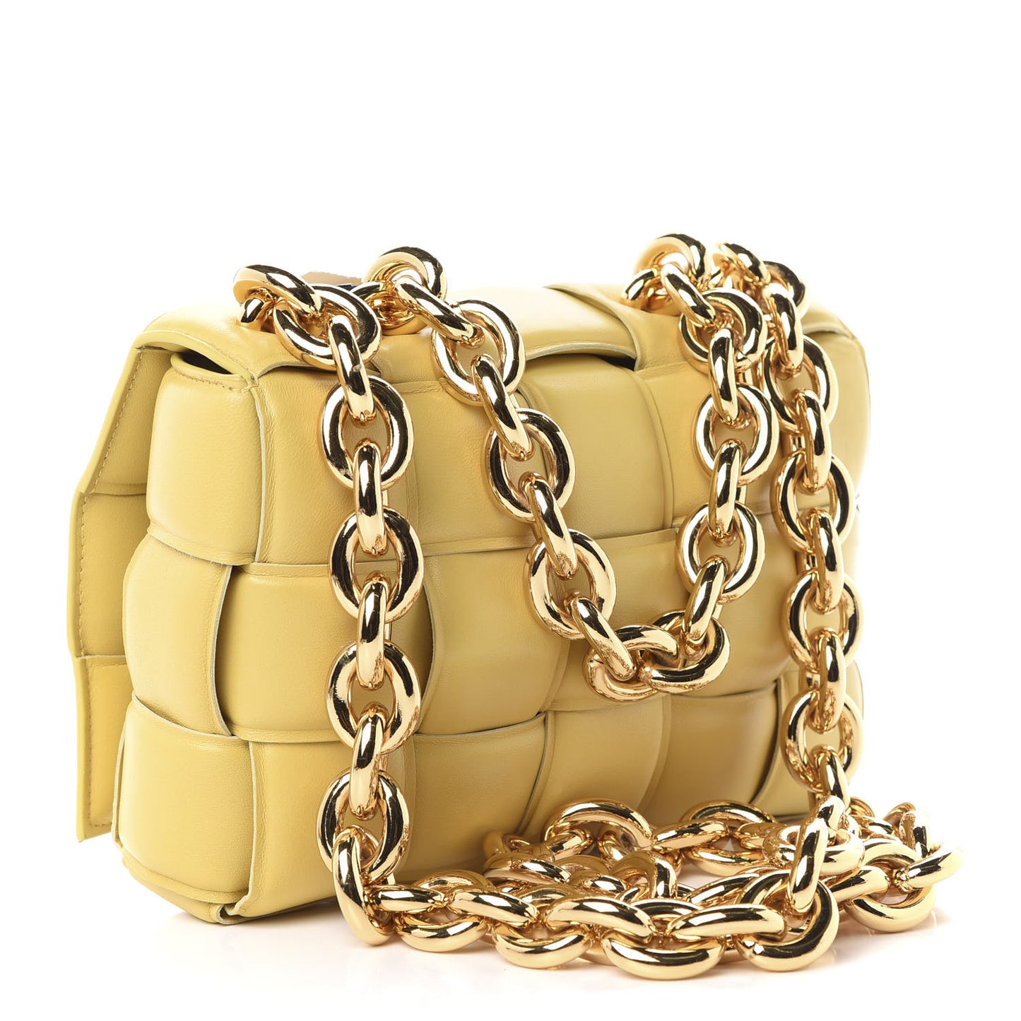 Lambskin Maxi Intreccio Padded Chain Cassette Crossbody Bag Corn
