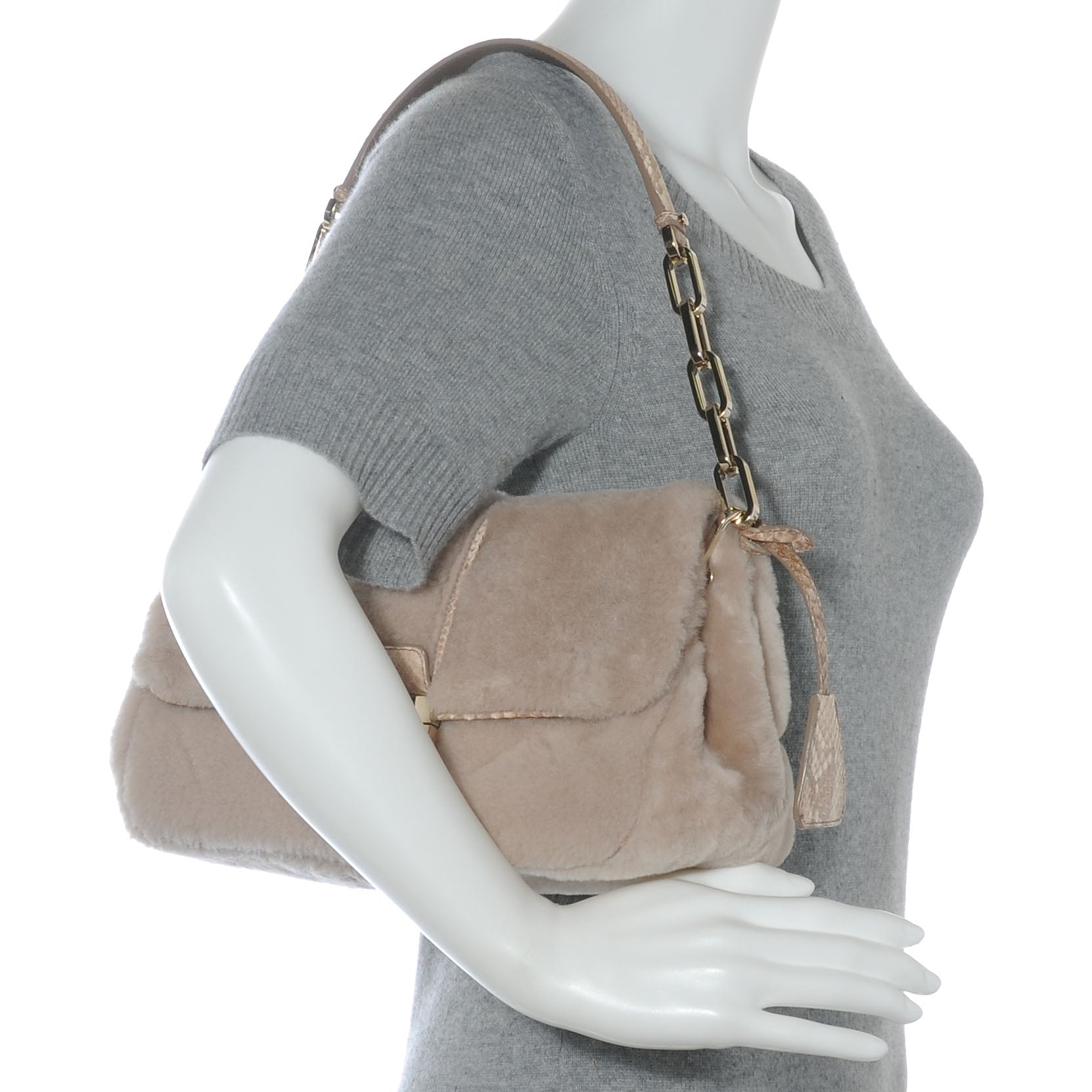 Christian Dior Fur and Python New Lock Shoulder Bag 2 of 7