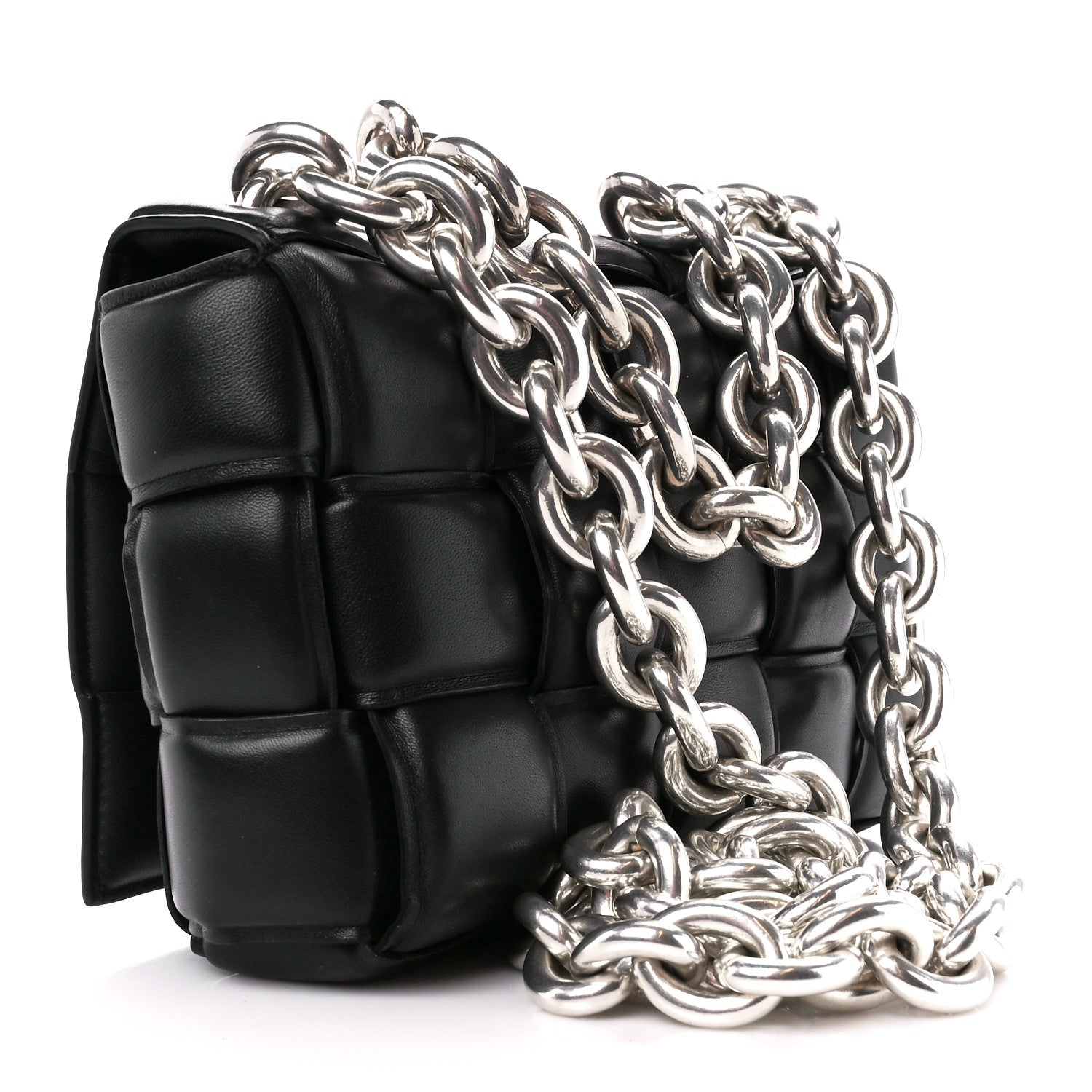 Bottega Veneta Lambskin Maxi Intreccio Padded Chain Cassette Crossbody Bag Black 3 of 12