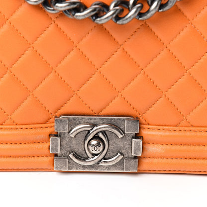 Chanel Lambskin Quilted Medium Boy Flap Orange 16 of 16