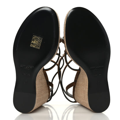 Saint Laurent Suede Cassandra Espadrille Wedges 38 Brown 5 of 7