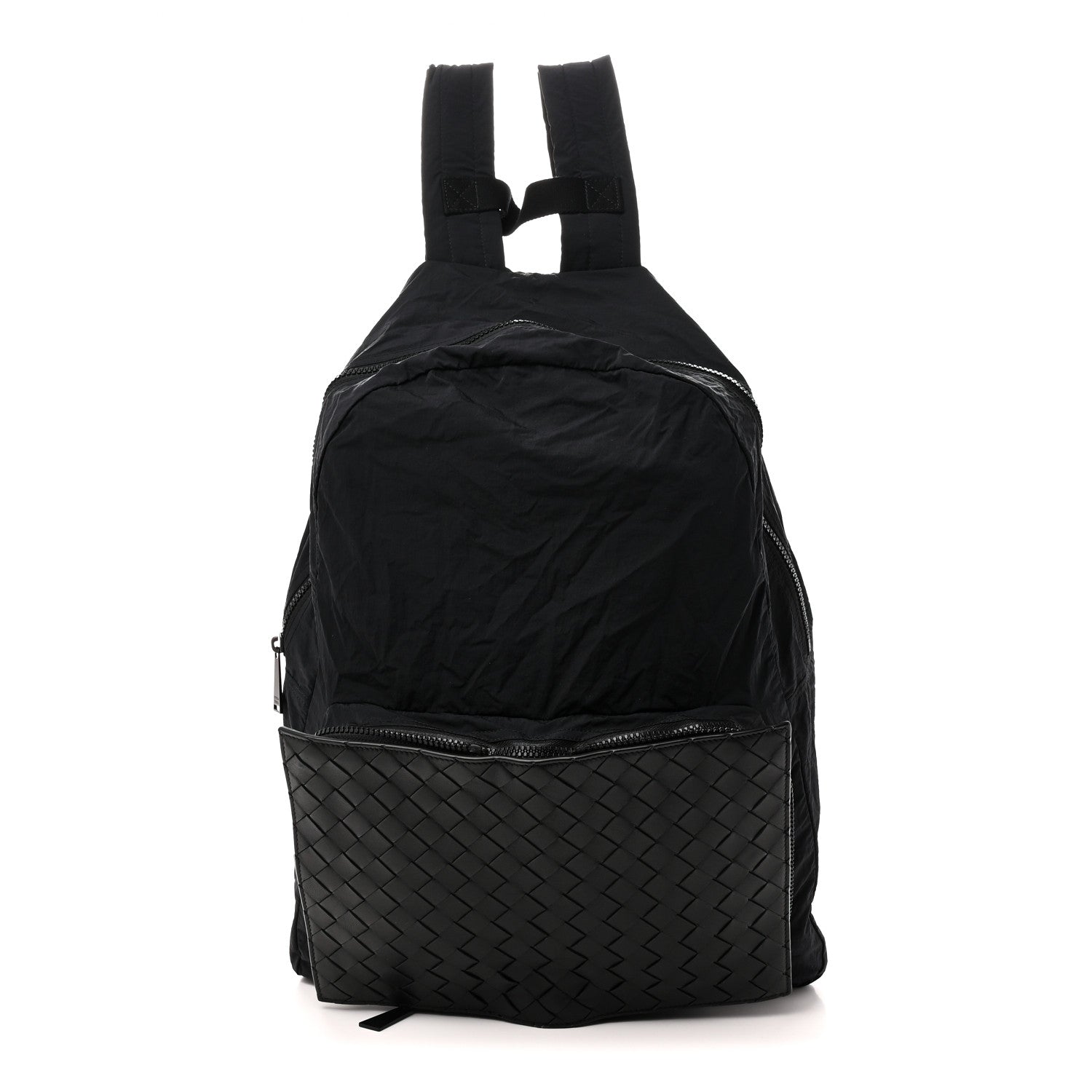 Bottega Veneta Nappa Nylon Intreccio Packable Backpack Black 1 of 10