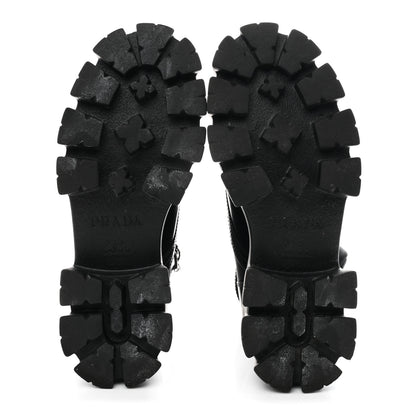 Prada Spazzolato Rois Nylon Metal Triangle Logo Monolith Pouch Pocket 55mm Boots 39 Black 6 of 9
