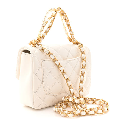 Chanel Shiny Lambskin Quilted Pearl Twist Mini Square Flap White 3 of 11