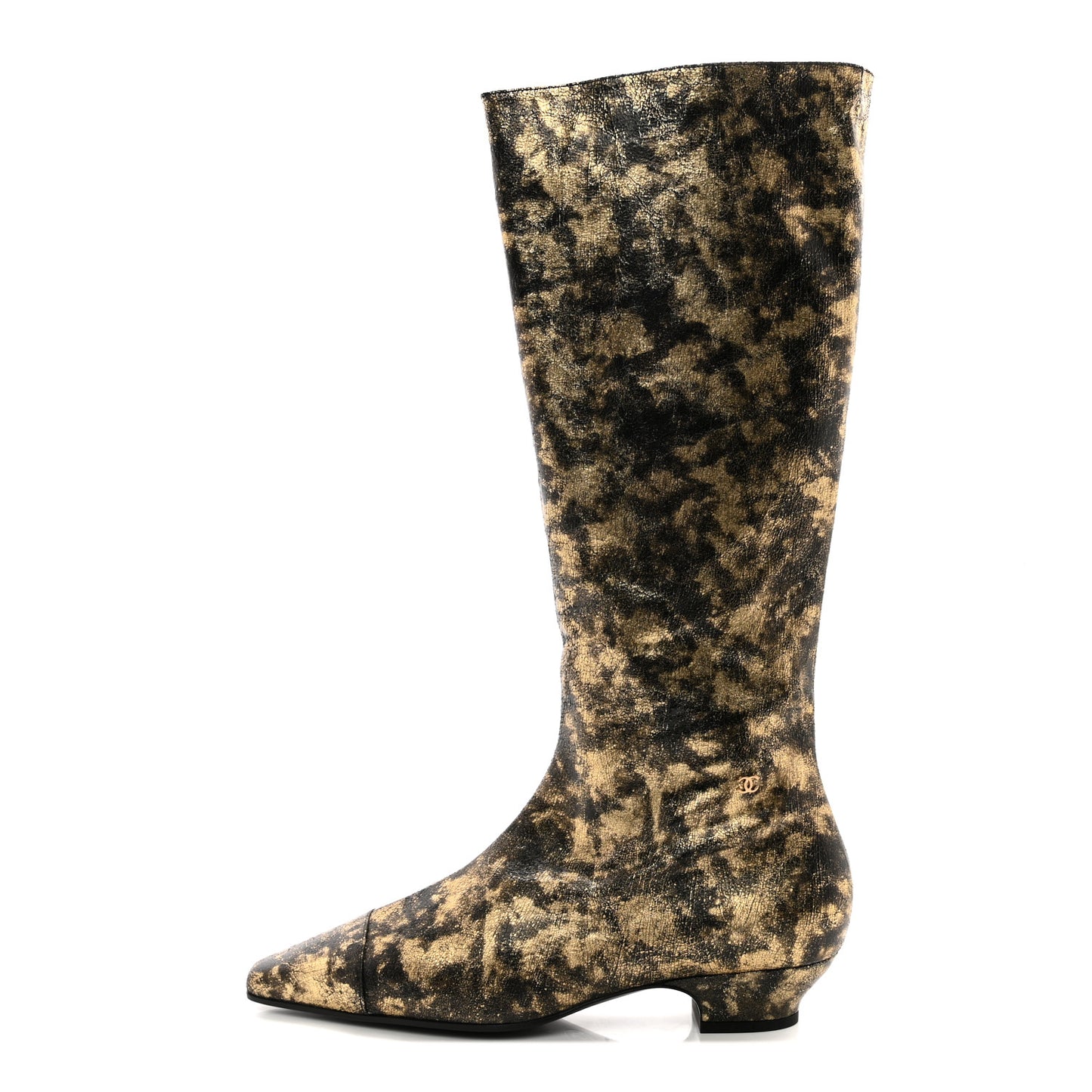 Laminated Goatskin High Boots 40 Gold