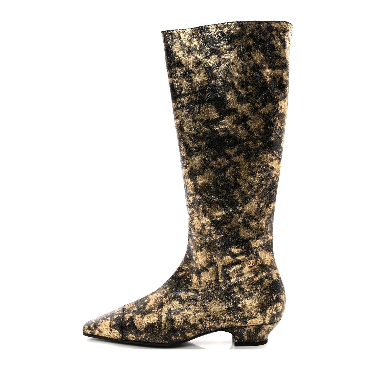 Chanel Laminated Goatskin High Boots 40 Gold 1 of 8
