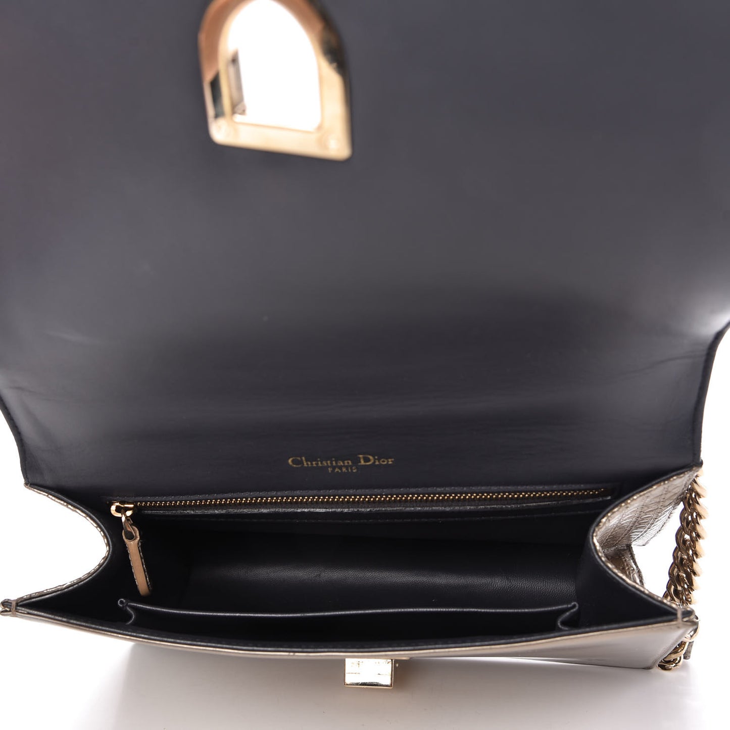 Metallic Patent Micro-Cannage Medium Diorama Flap Bag Silver
