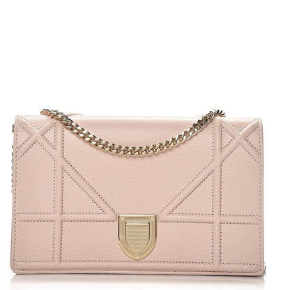 Christian Dior Grained Calfskin Diorama Wallet on Chain Pouch Rose Poudre 1 of 7