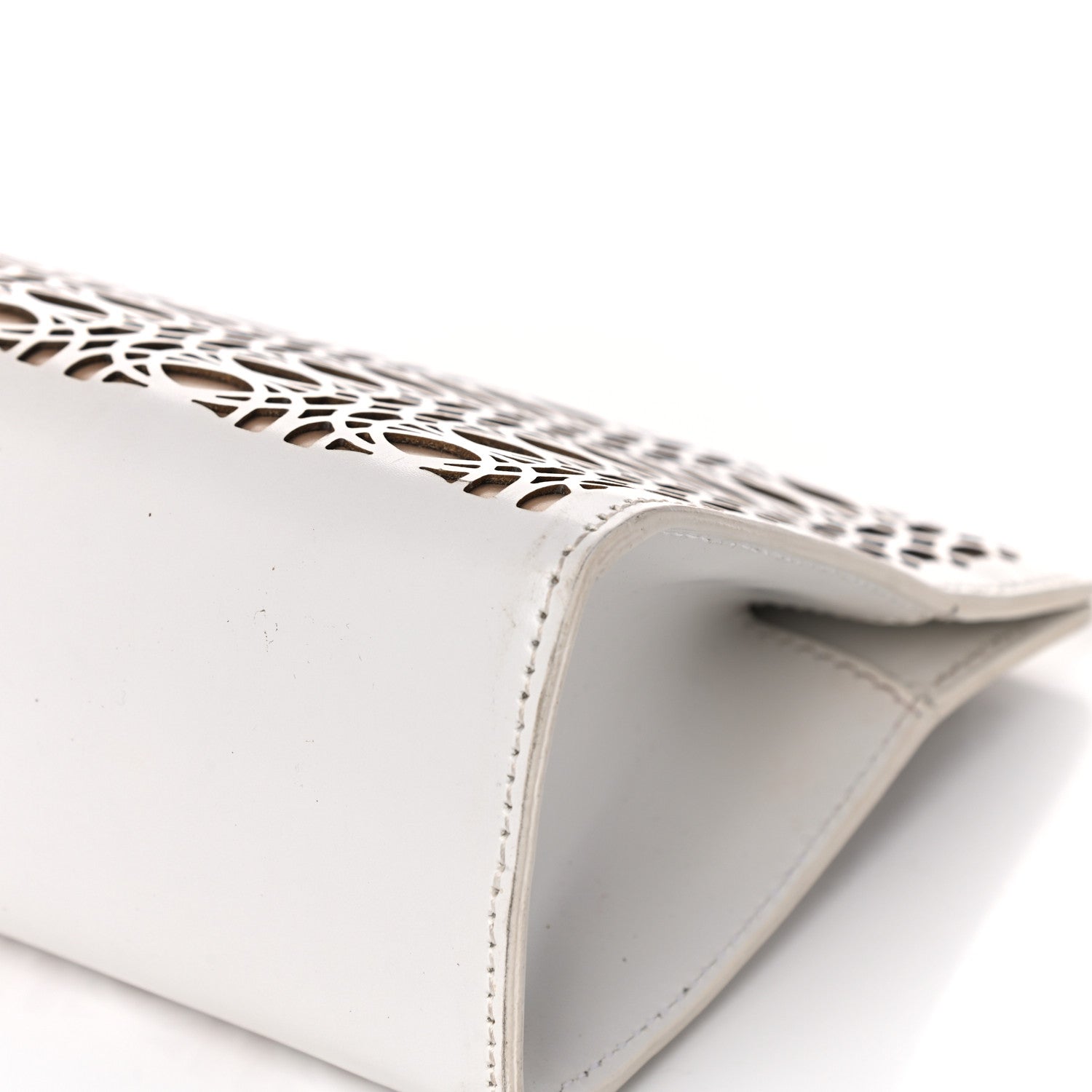 Alaia Calfskin Laser Cut Clutch White 10 of 15