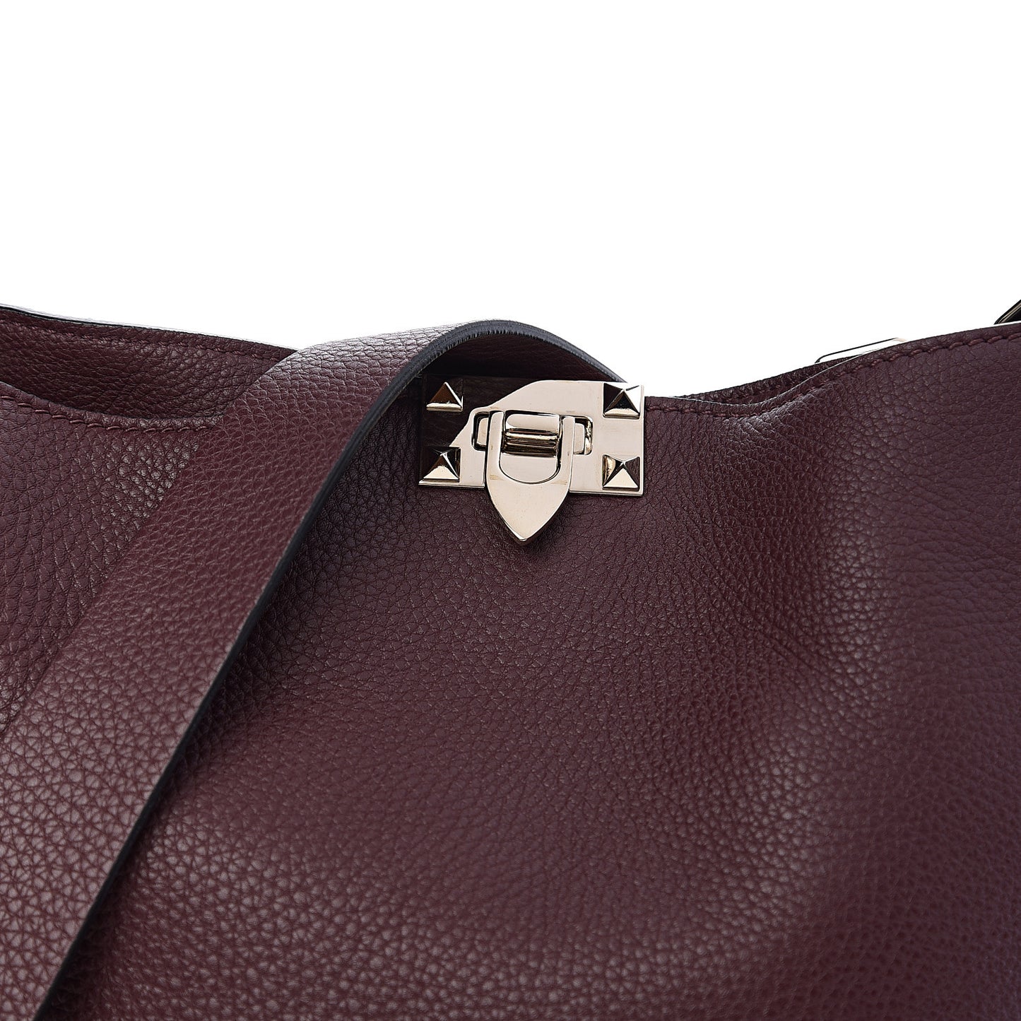 Pebbled Calfskin Small Rockstud Flip-Lock Messenger Bag Vinaccia