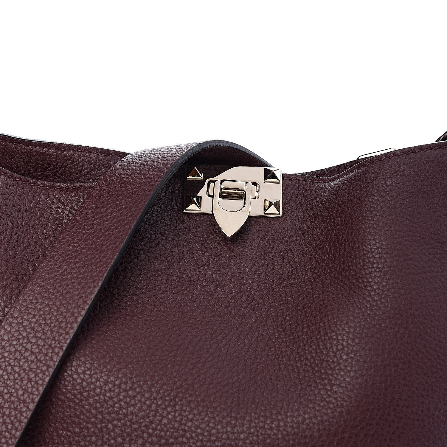 Valentino Garavani Pebbled Calfskin Small Rockstud Flip-Lock Messenger Bag Vinaccia 6 of 8
