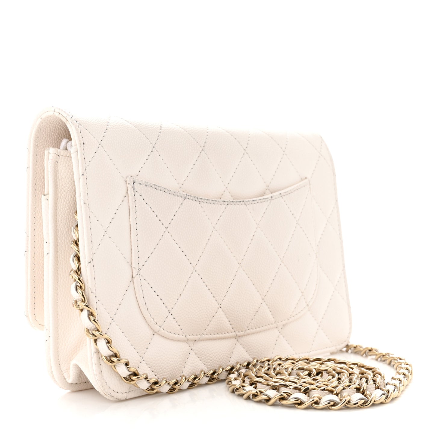 Caviar Quilted Wallet On Chain WOC White