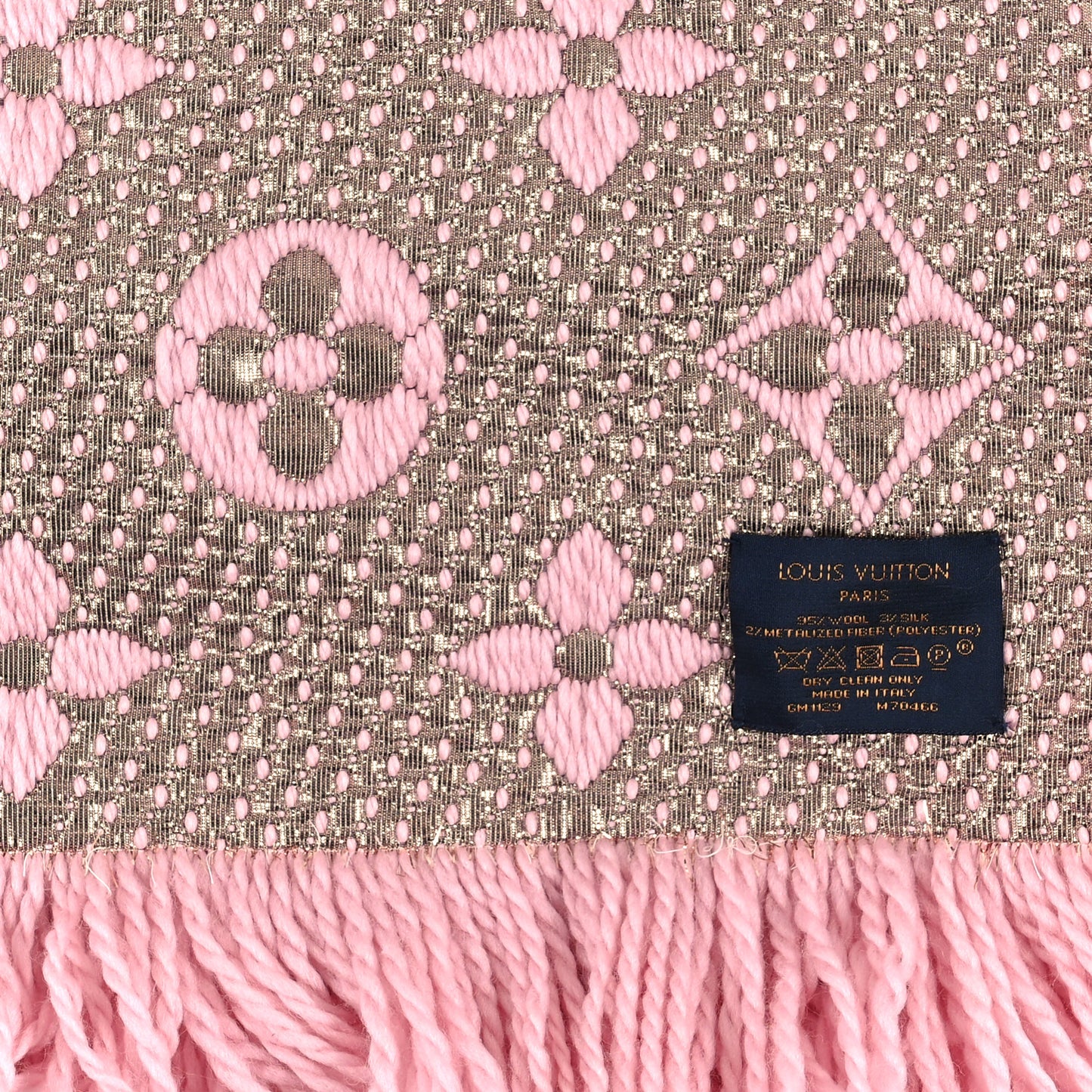 Wool Silk Logomania Shine Scarf Pink