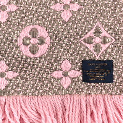 Louis Vuitton Wool Silk Logomania Shine Scarf Pink 3 of 3