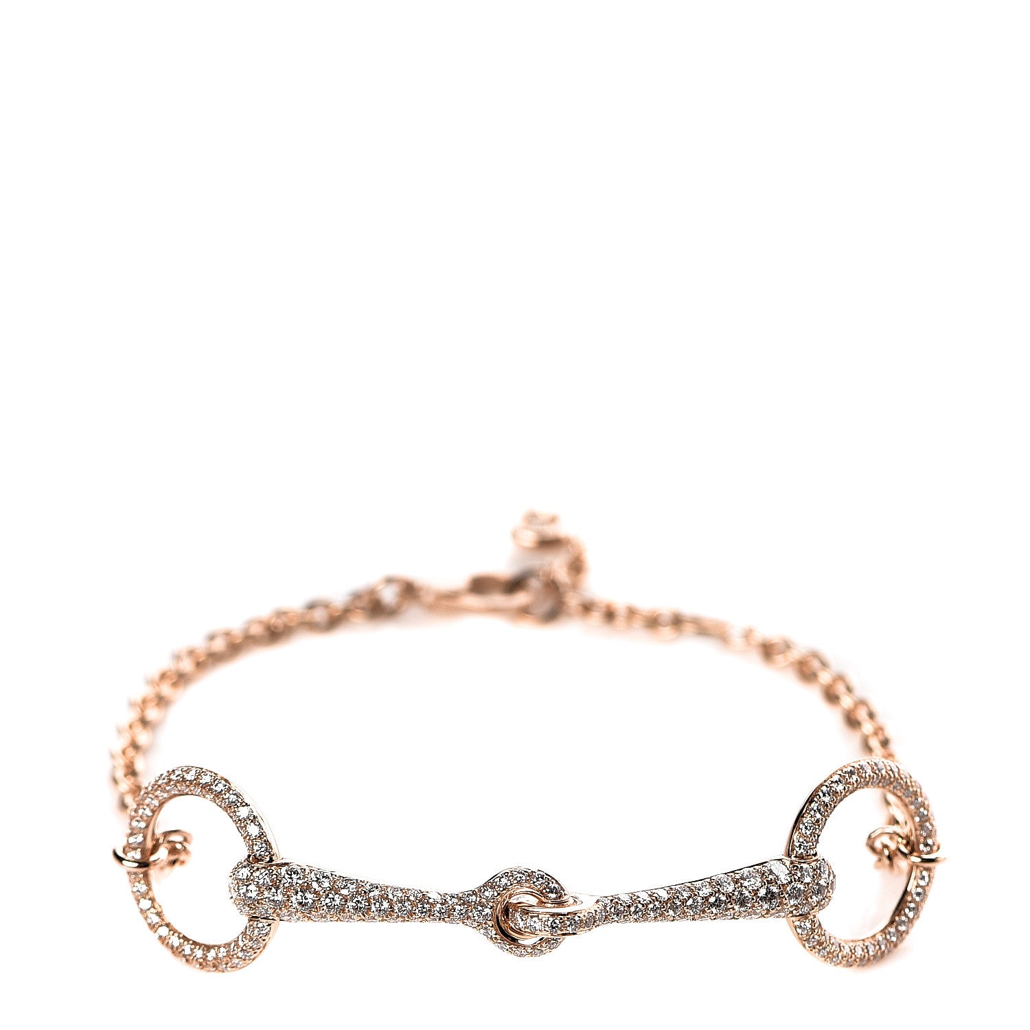 Hermes 18K Rose Gold Diamond TPM Filet d'Or Pave Bracelet ST 1 of 6