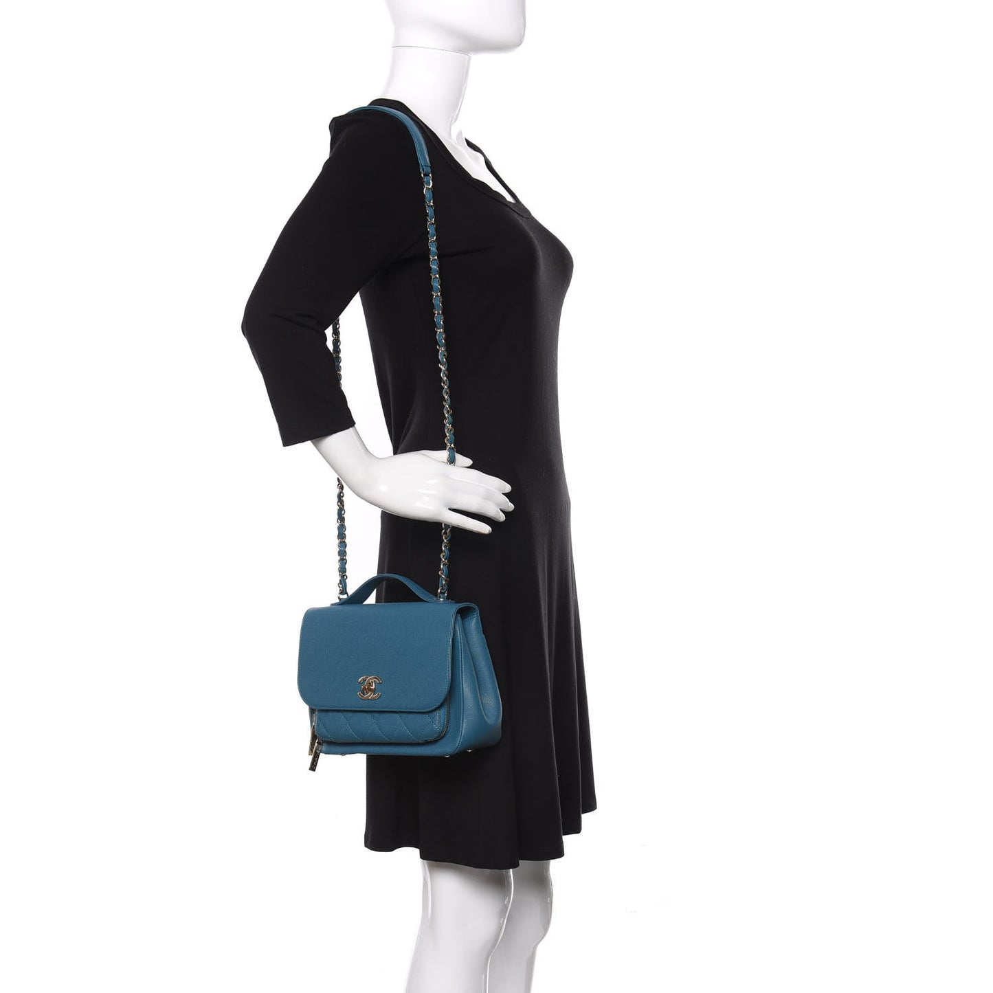 Caviar Quilted Medium Business Affinity Flap Blue