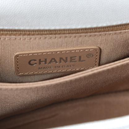 Chanel Iridescent Caviar Chevron Quilted Mini Coco Handle Flap White 9 of 12