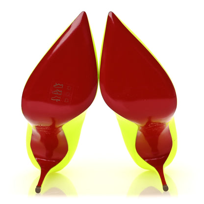 Christian Louboutin Calfskin Hot Chick 100 Pumps 38 Fluo Yellow 7 of 11