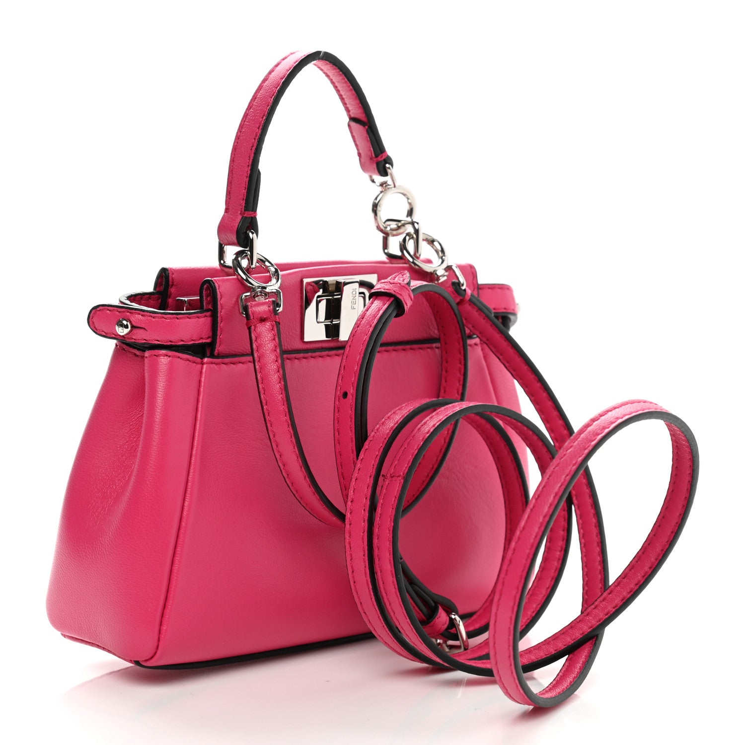 Fendi Shiny Nappa Micro Peekaboo Iconic Satchel Fuxia 3 of 10
