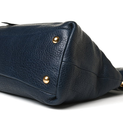 Miu Miu Goatskin Madras Zip Crossbody Bag Navy 10 of 14
