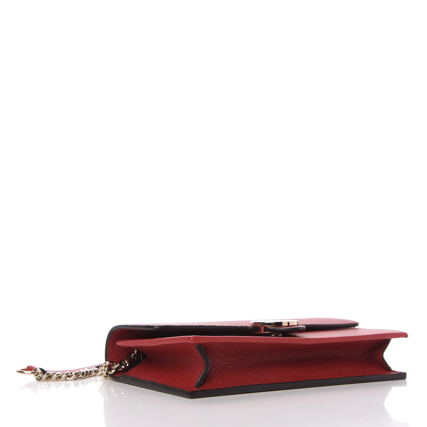 Gucci Dollar Calfskin Interlocking G Chain Wallet Red 4 of 11