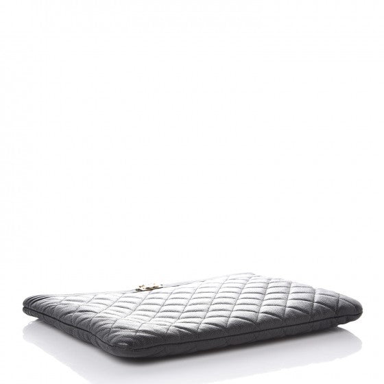 Caviar Quilted Medium Boy Cosmetic Case Black