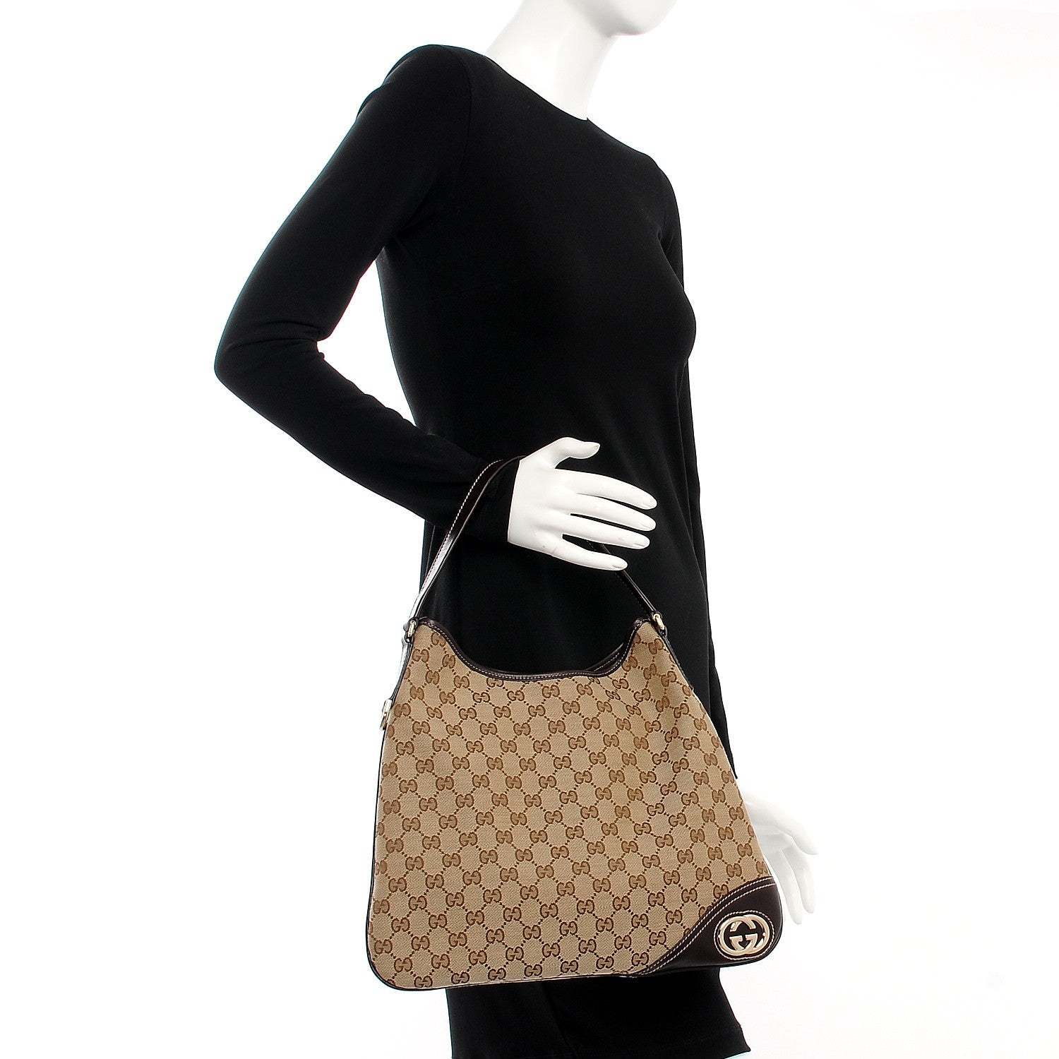 Gucci Monogram Medium New Britt Hobo Dark Brown 2 of 9