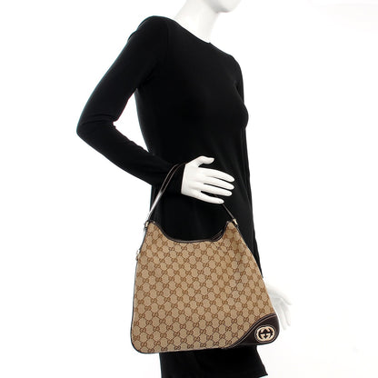Gucci Monogram Medium New Britt Hobo Dark Brown 2 of 9