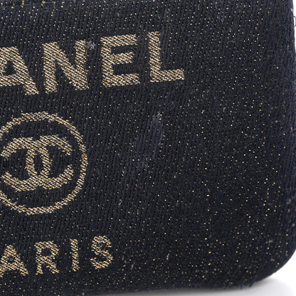 Chanel Lurex Canvas Deauville Cosmetic Pouch Navy Blue Gold 11 of 12