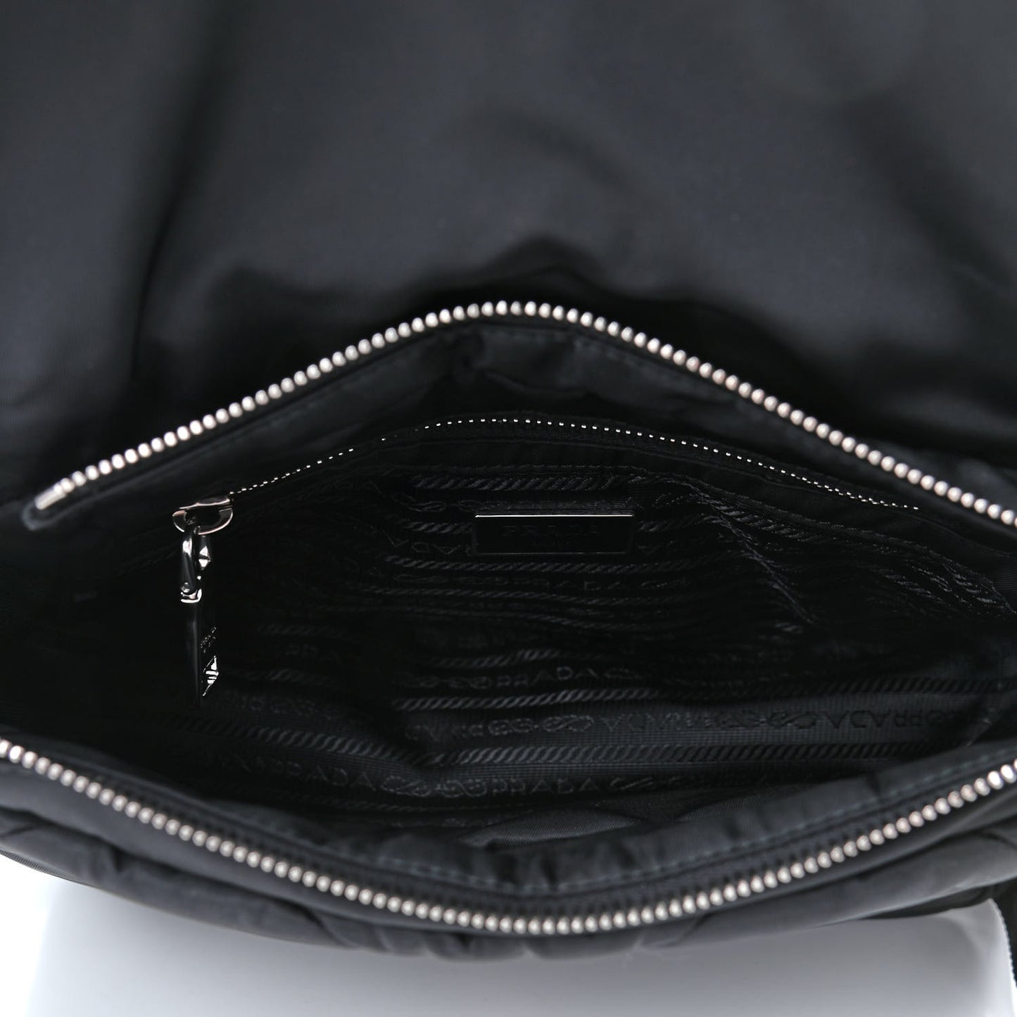 Re-Nylon Quilted Padded Flap Shoulder Bag Black