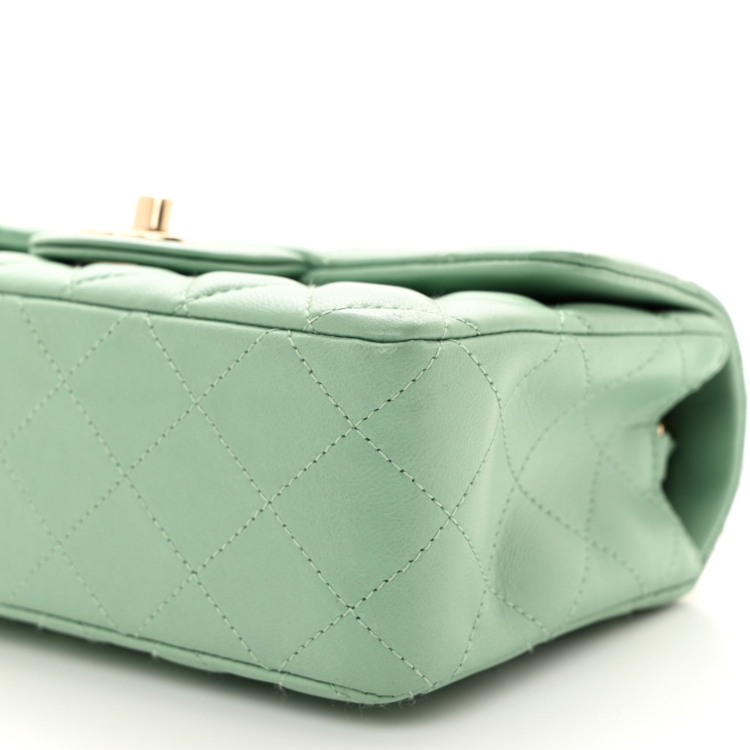 Chanel Lambskin Quilted Mini Rectangular Flap Light Green 10 of 10