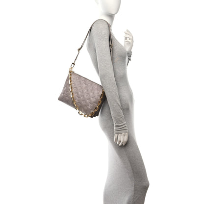 Louis Vuitton Lambskin Embossed Monogram Coussin PM Gris 2 of 13