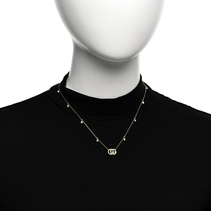 Gucci 18K Yellow Gold Diamond Running GG Pendant Necklace 2 of 5