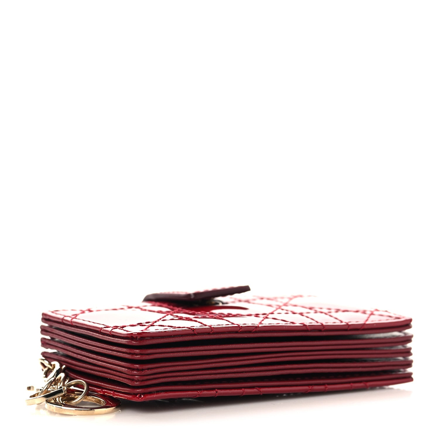 Christian Dior Patent Cannage Lady Dior 5-Gusset Card Holder Rouge