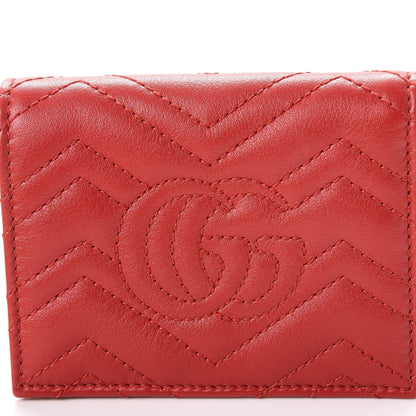 Gucci Calfskin Matelasse GG Marmont Card Case Hibiscus Red 8 of 9