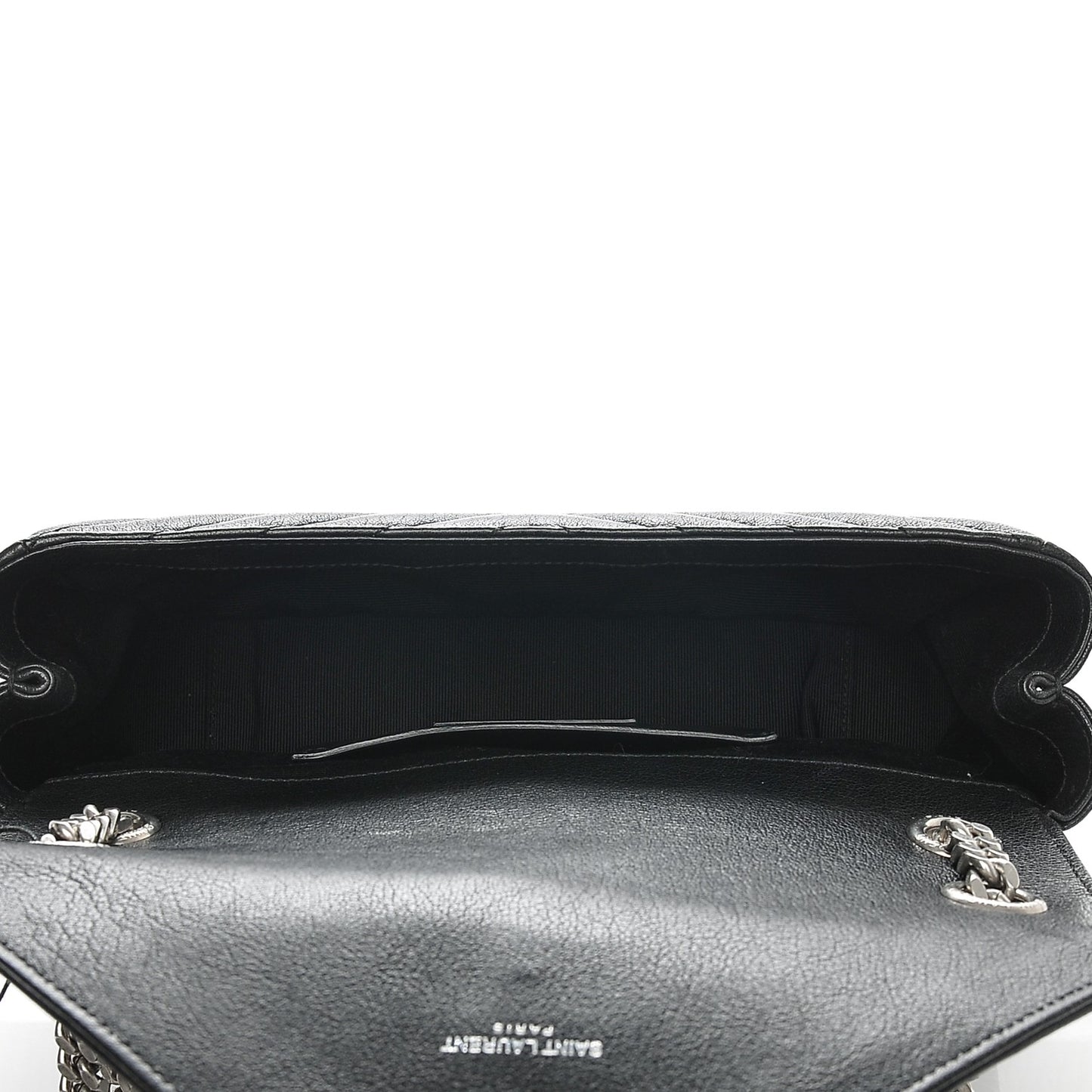 Sheepskin Matelasse Chevron Medium Monogram Chain Bag Black