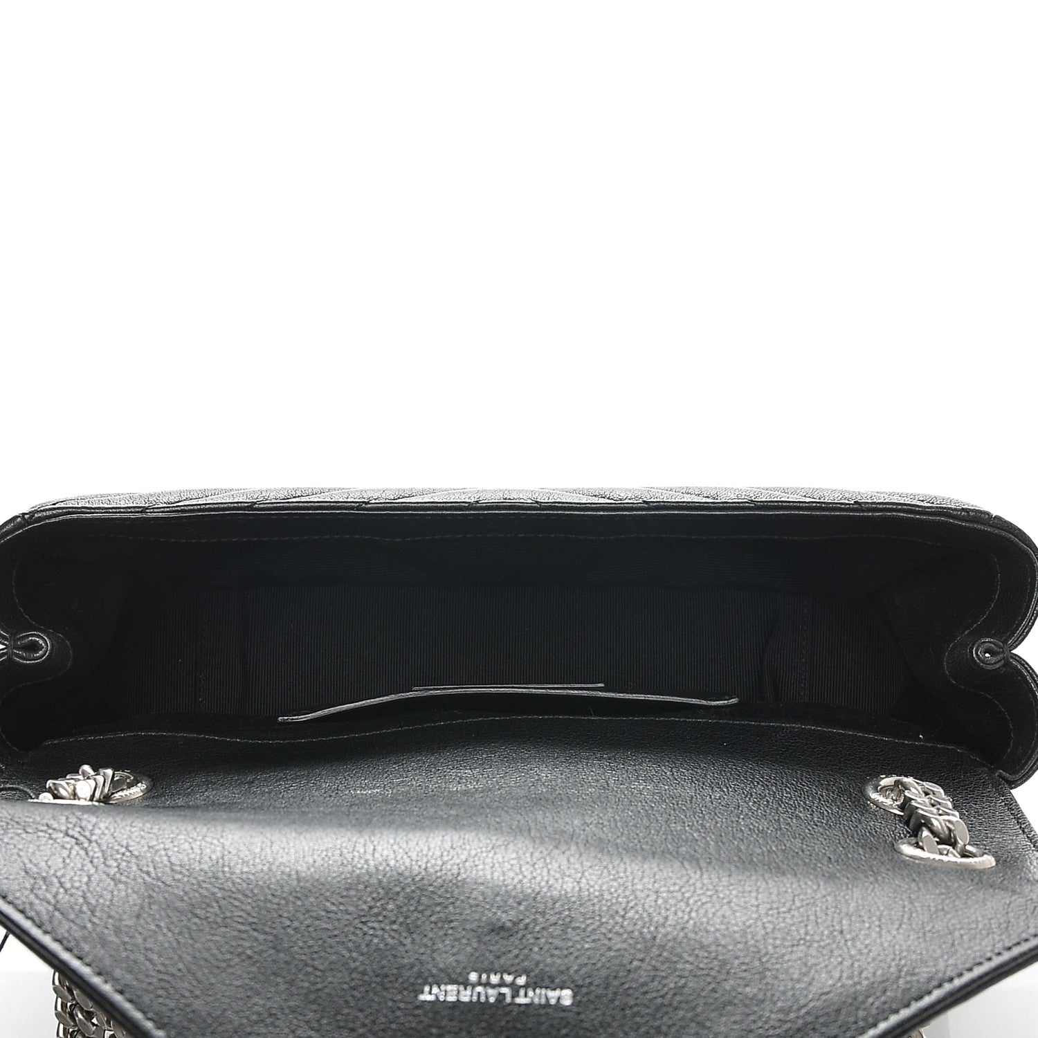 Saint Laurent Sheepskin Matelasse Chevron Medium Monogram Chain Bag Black 5 of 6