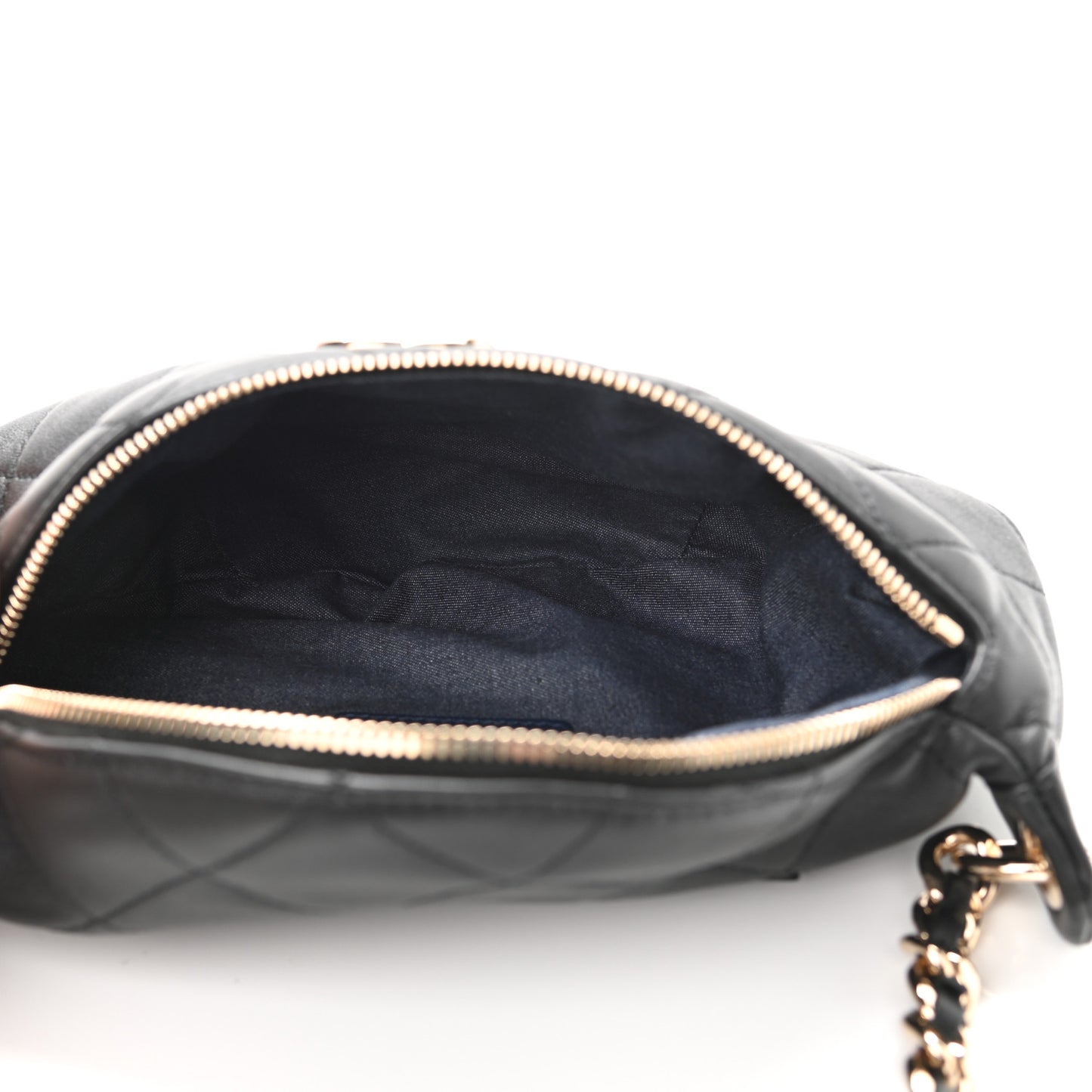 Lambskin Quilted Resin Bi-Color Waist Bag Fanny Pack Black