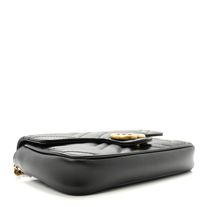 Gucci Calfskin Matelasse Mini GG Marmont Shoulder Bag With Case Black White 5 of 10