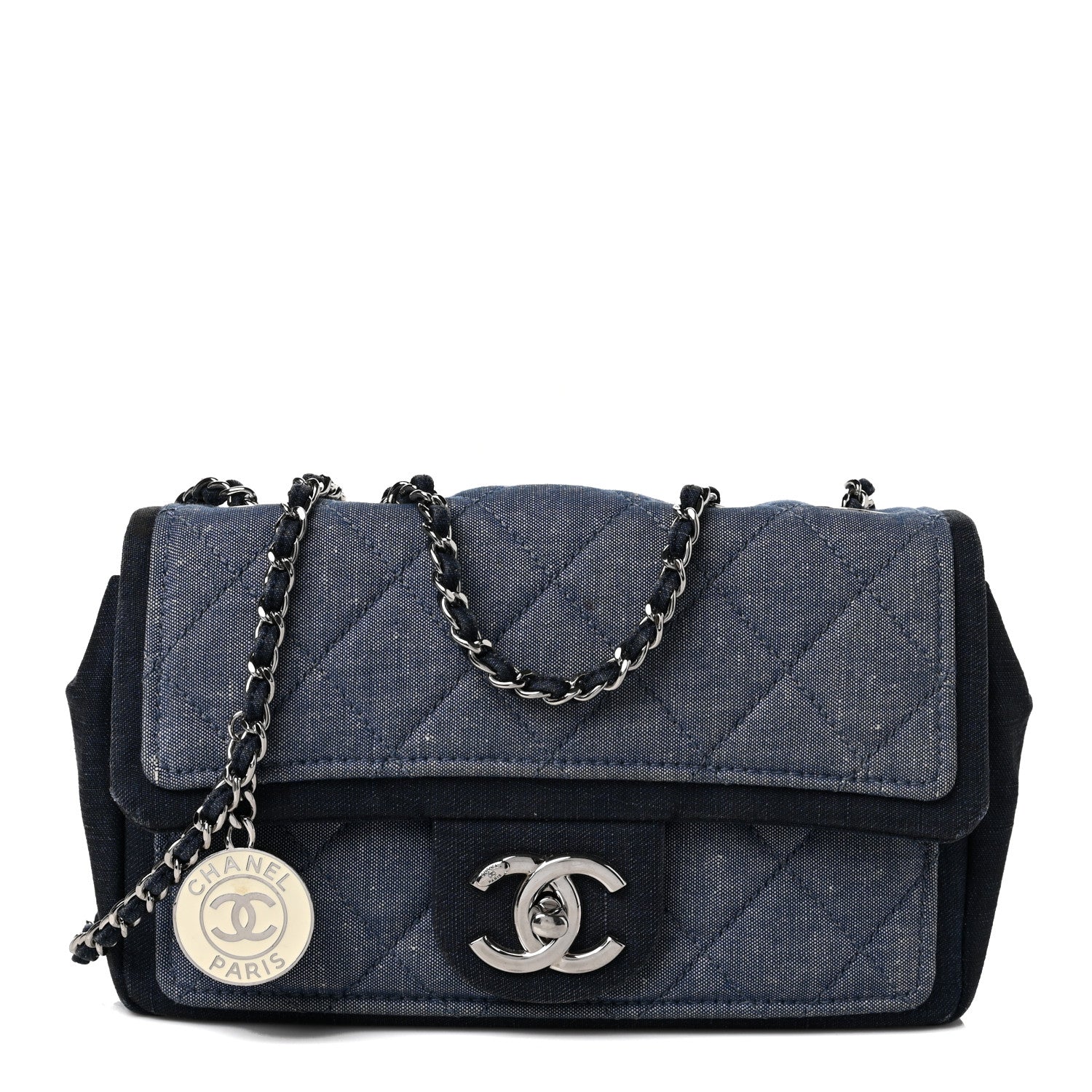 Chanel Denim Quilted Small Medallion Flap Light Blue 1 of 9
