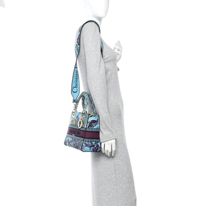 Christian Dior Canvas Toile de Jouy Voyage Embroidered Medium Lady D-Lite Celestial Blue 2 of 12