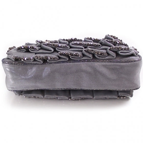 Ruched Beaded Borderline Clutch Silver