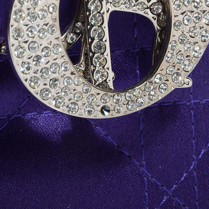 Christian Dior Satin Swarovski Crystal Cannage Mini Lady Dior Purple 10 of 10