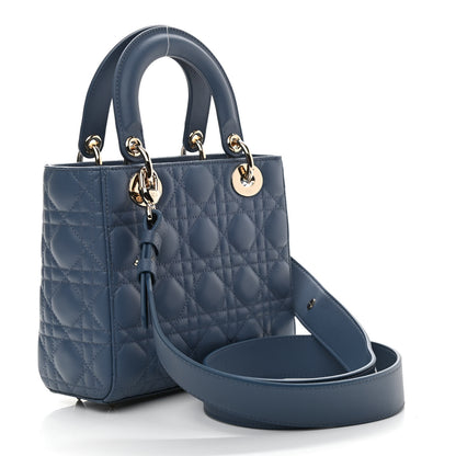 Christian Dior Lambskin Cannage Small Lady Dior Denim 3 of 10