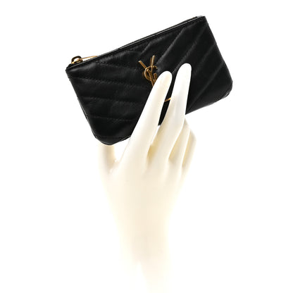 Saint Laurent Calfskin Matelasse Monogram Key Pouch Black 2 of 7