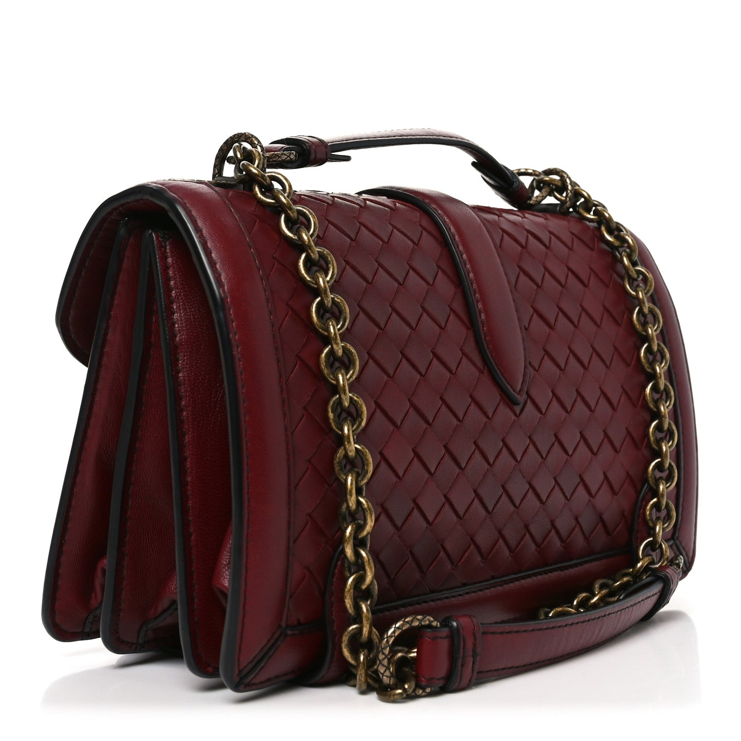 French Calfskin Intrecciato City Knot Bag Burgundy
