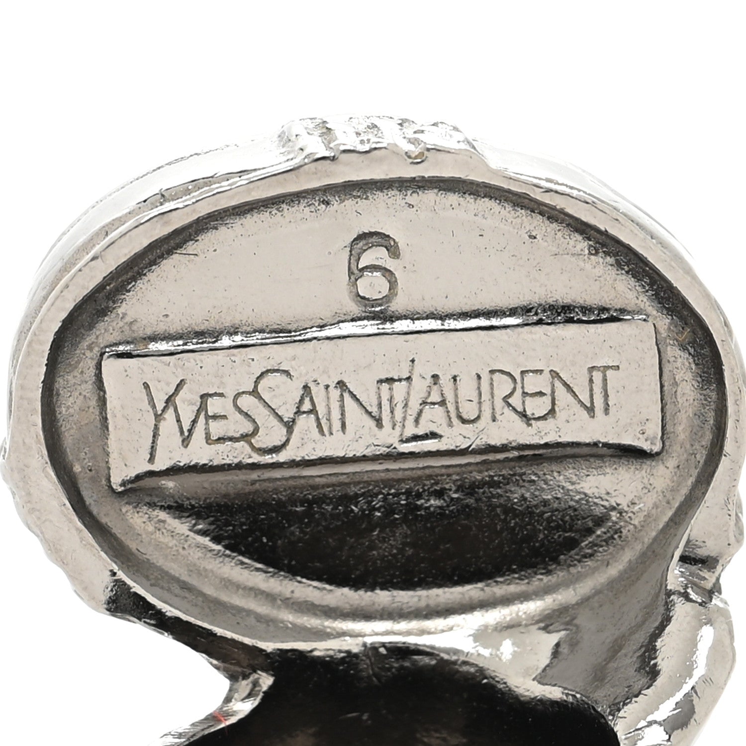 Saint Laurent Glass Cabochon Gunmetal Arty Ovale Ring 6 Black 4 of 4