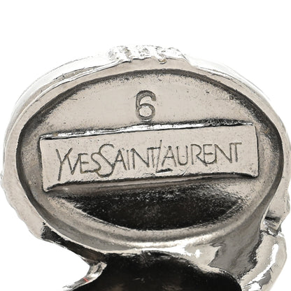 Saint Laurent Glass Cabochon Gunmetal Arty Ovale Ring 6 Black 4 of 4