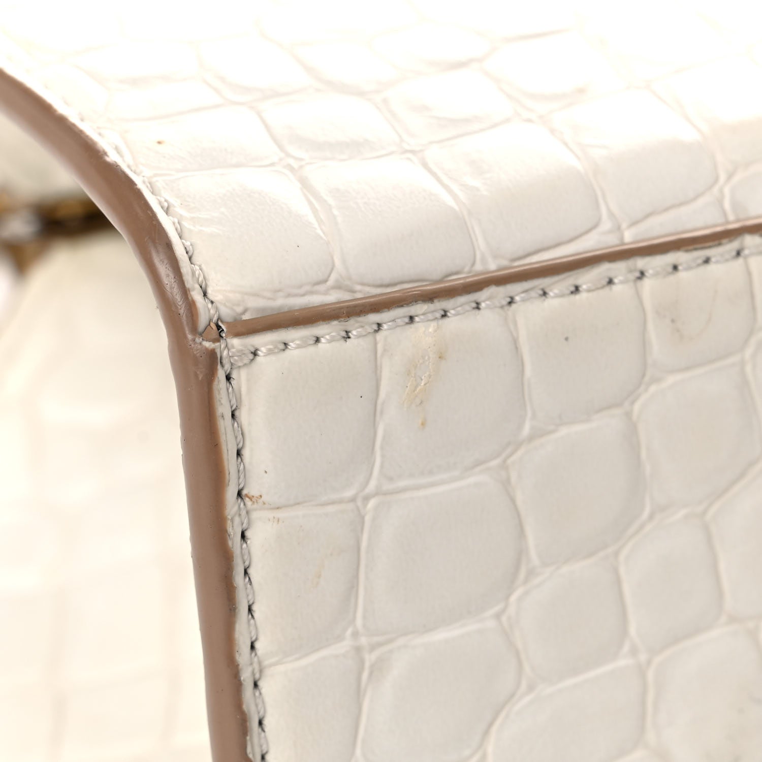 Stella McCartney Crocodile Embossed Structured Shoulder Bag White 8 of 14